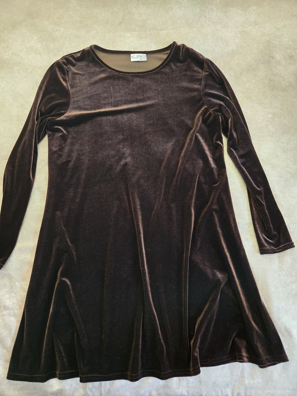 KC SPENCER Velvet Midi Dress in Dark Brown